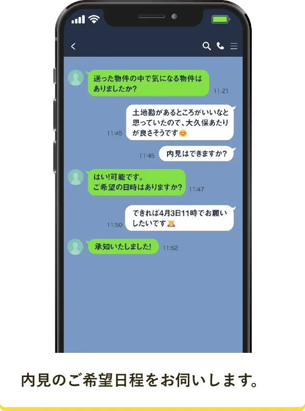 条件に合う物件を画像付きでお送りします。